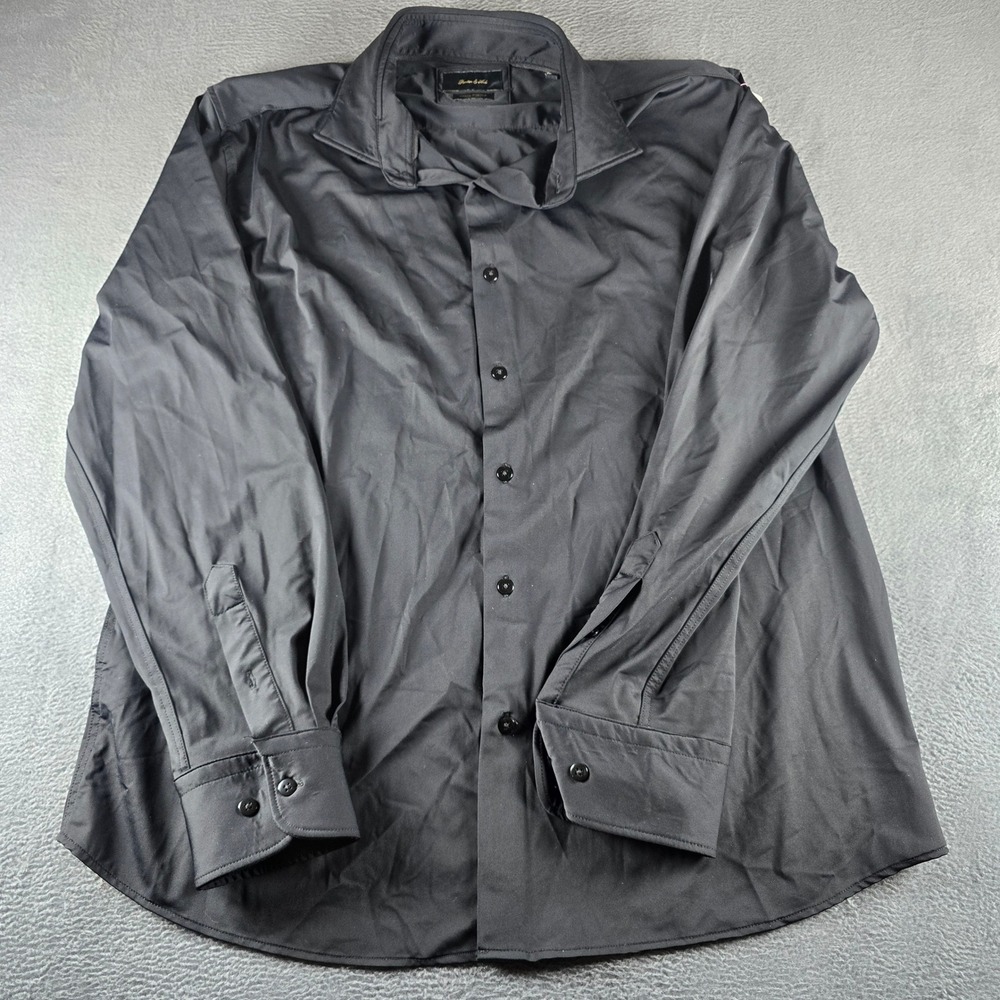 Porter & Ash Kinetic Stretch Button Down Shirt Mens XL Black Long Sleeve